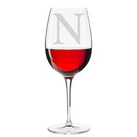 Classic Elegance Initial Engraved 18 oz Wine Glass, Letter N
