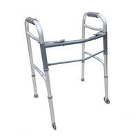 MediChoice Dual-Release Folding Walker/Two Button, Height Adjustable with 5 Inch Wheels, 300 lb. Capacity, Junior, Aluminum, 2867WLK3205 (Case of 4)