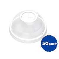 OTOR 8oz Hot/Cold Disposable Plastic Cups - 50 Sets - Ice Cream Cups, Snack bowl, Take Away Food Container for Dessert Fast food Soup (Lids, Flat Lids)