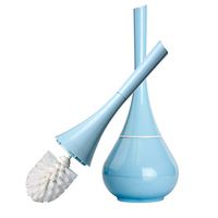 Bathroom Toilet Brush Set 360° Cleaning Long Handle Minimalist Replaceable Base Bathroom Accessories (Blue)
