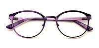 Round Circular Stainless Steel Non-prescription Glasses Frame Clear Lens Metal Eyeglasses (Purple)