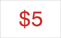 $5 Red on White Plastic 16x10mm 240 Labels Price Promotional Display Stand Point of Sale Stickers Self-adhesive Labels