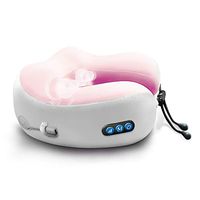 Neck Massager & Travel Pillow - U-Shaped Neck Pillow & Electric Massager for Muscle, Shoulder, Cervical Pain Stress Relief - Memory Foam Massage Pillow for Home, Office, Airplane,Car (Pink)