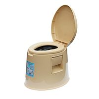 BINZHI Mobile Toilet Indoor Simple Portable Elderly Pregnant Woman PP Resin Toilet, Beige Bedside Toilet (Color : Beige)