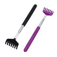 Portable Extendable Back Scratcher, OWUDE Telescoping Scratcher Tetractable Claw Metal Hand Massager Tool Pack of 2 (Black + Purple)