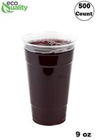 Small Clear Plastic Disposable Cups | 9 oz Cups, 500 Pack | Crystal Clear PET Cup | Cold Smoothie | Iced Coffee Go Cups | Ideal for Coffee, Parfait, Juice, Soda, Cocktail, Party Cups (9oz,500 count)