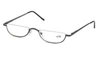 SOOLALA Vintage Designer Alloy Flat Top Half Frame Stylish Slim Reading Glasses, Gun, 1.25