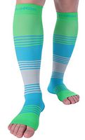 Doc Miller Premium Calf Compression Sleeve Dress Series 1 Pair 20-30mmHg Strong Calf Support Cute Toeless Socks Running Recovery Shin Splints Varicose Veins XL 2XL (Open Toe GreenBlueGray, Small)