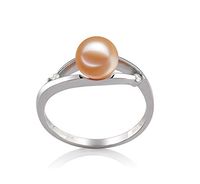 Tanya Pink 6-7mm AAAA Quality Freshwater 14K White Gold Cultured Pearl Ring For Women - Size-7