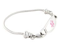 Women's Medical Alert ID Bracelet - Beaded Pan-Dorra Type, Custom Engraving Included - Pink, Size 7.25