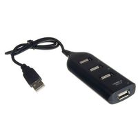 DHB 4 Port Mini USB 2.0 Hub for Laptop PC High Speed 480Mbps Black
