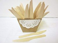 100 Pcs Disposable Wooden Forks Natural Birch Wood Biodegradable Utensils Cutlery Eco-Friendly Green, Suitable for Wedding, Birthday , Other Occasions(Knife,6.3）