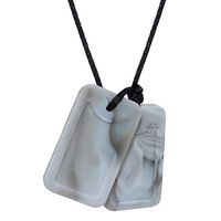 Sensory Chew Necklace for Kids, Boys and Girls - Chewable Military Dog Tags Silicone Oral Motor Jewelry Pendant for Teething, Autism, Biting, ADHD, SPD or Special Needs (Marble)