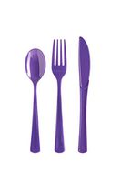 Exquisite 150 Pack Purple Plastic Utensils Heavy Duty Cutlery Set 50 Plastic Forks 50 Plastic Spoons 50 Plastic Knives Perfect Plastic Silverware Party Pack Set for all occasions