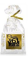 CakeSupplyShop Item#061CTC 61st Birthday/Anniversary Cheers Metallic Gold & Gold Swirl Party Favor Bags with Twist Ties