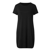 Women Pocket Mini Dress - Summer Casual Slim Short Sleeve Solid Color Breathable Short Dresses Plus Size