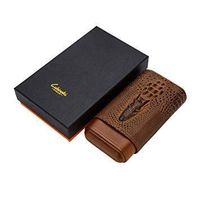 Smoking Set/Cigar Box Travel Portable Cigarette Box Can Hold 3 Cigars Cigar Tube Cedar Wood Lining Leather High-end Men's Gift Box Mute