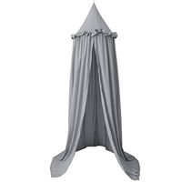 Ugthe Beddings Baby Bed Mosquito Net Hanging Corner Dome Canopy Tent Curtain Bedroom Decor - Grey