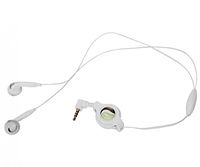 Retractable Headset Handsfree Mic Dual Earbuds Earphones Earpieces Wired Headphones 3.5mm [White] for LG G7 ThinQ - LG Google Nexus 5X - LG K30 - LG Q6