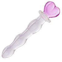 Micrkrowen Glass Wand Heart Massager Fruit Vegetable Cane Candy 7 Handheld Shapes Medical Grade Massage Tool as A Beginner Gift Toy for Partner Joy (Large Heart) (NO.2)