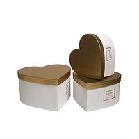 3pcs/Set Golden Cover Heart-Shape Gift Box Florist Packing Flower Wedding Party Valentine's Day/Mother's Day Present Packing Box (White)