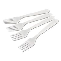 GEN HYWIWF Heavyweight Cutlery, Forks, Polypropylene, Wrapped, White, 1000/Carton