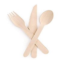 Disposable Wooden Cutlery (100 forks, 50 spoons, 50 knives) l 100% All-Natural, Eco-Friendly, Biodegradable, and Compostable