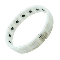 HL HealthyLine - Men’s Ceramic - Magnetic Power Bracelet - Hematite Magnets - Negative Ions - Free Gift Box (White)
