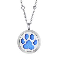 CF100 Diffuser Necklaces Aromatherapy Necklaces 316L Stainless Steel Essential Oils Diffuser Necklaces with Chain+Pads for Women Men Goys Girls (Paw 25mm)