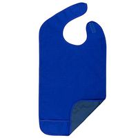 Adult Bib for Eating, Waterproof Clothing Protector with Crumb Catcher. Machine Washable (Royal Blue, Wide)