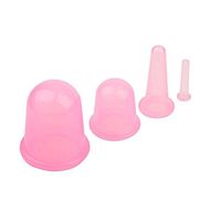 diffstyle 4pc/Set Silicone Cupping Cup Massage Body Face Back Legs Anti Cellulite Vacuum Cupping Therapy Set (Pink)