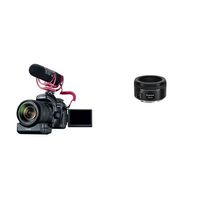 Canon Video Creator Kit [EOS 80D] with EF-S 18-135mm Lens, Rode VIDEOMIC GO, and 32GB Sandisk Memory Card with EF 50mm f/1.8 STM Lens - Black