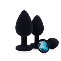 Soft Silicone Ànâles Trainer Kit-Jewelry Bûtt Pl'ugs Beads Massage Toys Jeweled 3PCs THFR3489 (Rose+Pink+Blue)