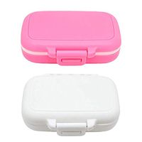 Meta-U Small Pill Box Supplement Case for Pocket or Purse - 3 Removable Compartments Travel Medication Carry Case - Daily Vitamin Organizer Box (Pink+White)