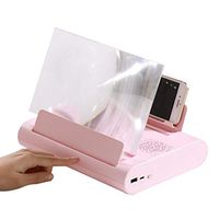 QFXFL Screen Magnifier for Cell Phone, 3D HD Movie Video Amplifier with Bluetooth Speaker & Foldable Holder Stand Compatible with All Smart Phones SJ0136,Pink