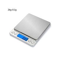 500G/0.01G 1/2/3Kg/0.1Gled Digital Weighing Scale Mini Precision G Weight E-Lectronic Kitchen Jewelry Weight Balance Scale 2Kg-0.1G