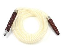 x3 Wooden Handle with Metal Tip Washable Hookah Hose Free Mouth Tips 150cm 60" White