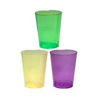 Party Essentials N105046 Plastic Party Cups/Tumblers, 10-Ounce Capacity, Mardi Gras (Case of 600)