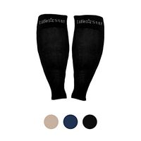 LifeStar Premium XXL Wide Calf Compression Sleeves, Comfortable Gradient Support, Prevents Swelling, Pain, Edema, DVT, For Women, Men, Nurses, Flights, Large Cuffs Stretch to 26" (Black)