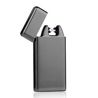 Padgene USB Rechargeable Flameless Windproof Electronic Pulse Double Arc Cigarette Lighter (Black)