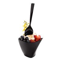 Petal Spoon, Petal Shaped Spoon, Tasting Spoon - Disposable - 4.5" - Black - 500ct Box - Restaurantware
