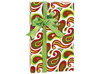 Trendy RED Green Christmas Paisley Gift Wrap Wrapping Paper - 16ft Roll
