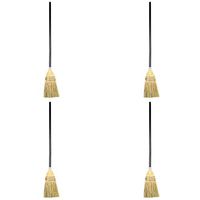 Rubbermaid Commercial Lobby Corn Broom, Wood Handle, Brown (FG637300BRN) - 4 Pack