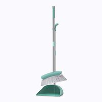 Broom and Dustpan With Long Handle Telescopic Up Soft Brush Windproof Plastic Broom And Dustpan Non-Slip Handle Stainless Steel Rod Broom Set Used For Home Kitchen Office Toilet