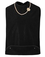 Kegiani Waterproof Adult Elder Mealtime Bib for Women Washable Dining Aid Clothes Protector, Elder Bib, Adult Bib (35x18 inch, Gold Necklace& Rose)