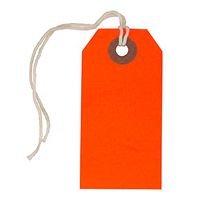 JAM PAPER Gift Tags with String - Small - 3 1/4 x 1 5/8 - Neon Red - 10/Pack