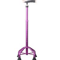 AD Walking Stick Quad Cane for Men and Women - Lightweight Adjustable Staff - for Stability Support Four Prong Sturdy Aluminum Travel Aid,Purple