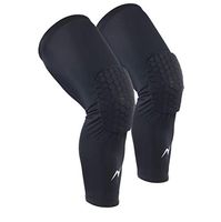 Nooz Compression Recovery Full Length Leg Sleeves Tights w/Calf Hex Padding for Men and Women - Coal Black, Large (1 Pair)