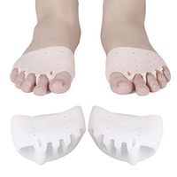 Ibnotuiy 2 Pairs Silicone Metatarsal Cushion Bunion Corrector Pads/5 Holes Toe Separators for Foot Support and Foot Pain Relief (White + Pink)