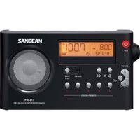 Sangean PR-D7BK FM/AM Compact Digital Tuning Portable Receiver, Black, 10 Memory Preset Stations (5 FM/5 AM), Powered by Both Rechargeable and Dry Cell Batteries, Rechargeable with Battery Power Indicator